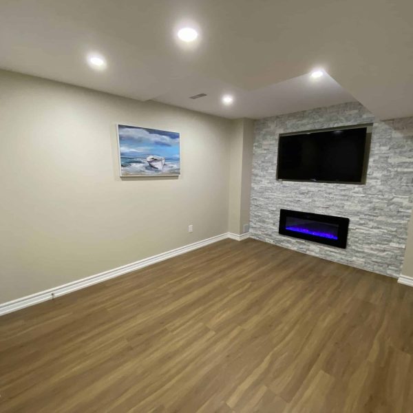 Mississauga Renovation - Living Area - TV & Fireplace
