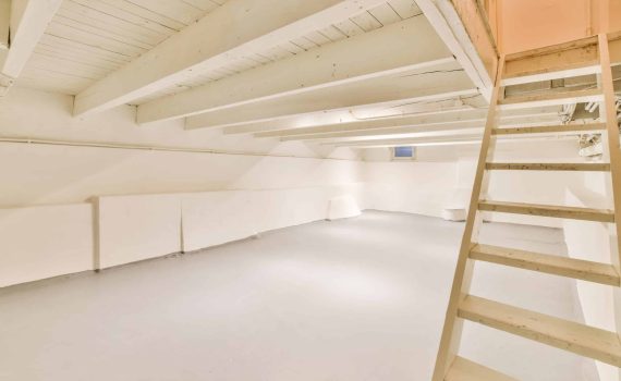 Impressive design of a huge basement with stairs